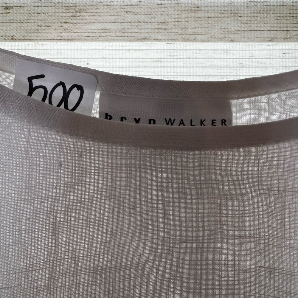 Bryn Walker Linen Round Neck Ruffle 3/4 Bell Sleeve Tunic Top‎ White M 12/14 - Picture 6 of 15